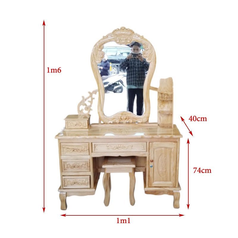 Mẫu Bàn Trang Điểm Gỗ Gõ Đỏ Tự Nhiên