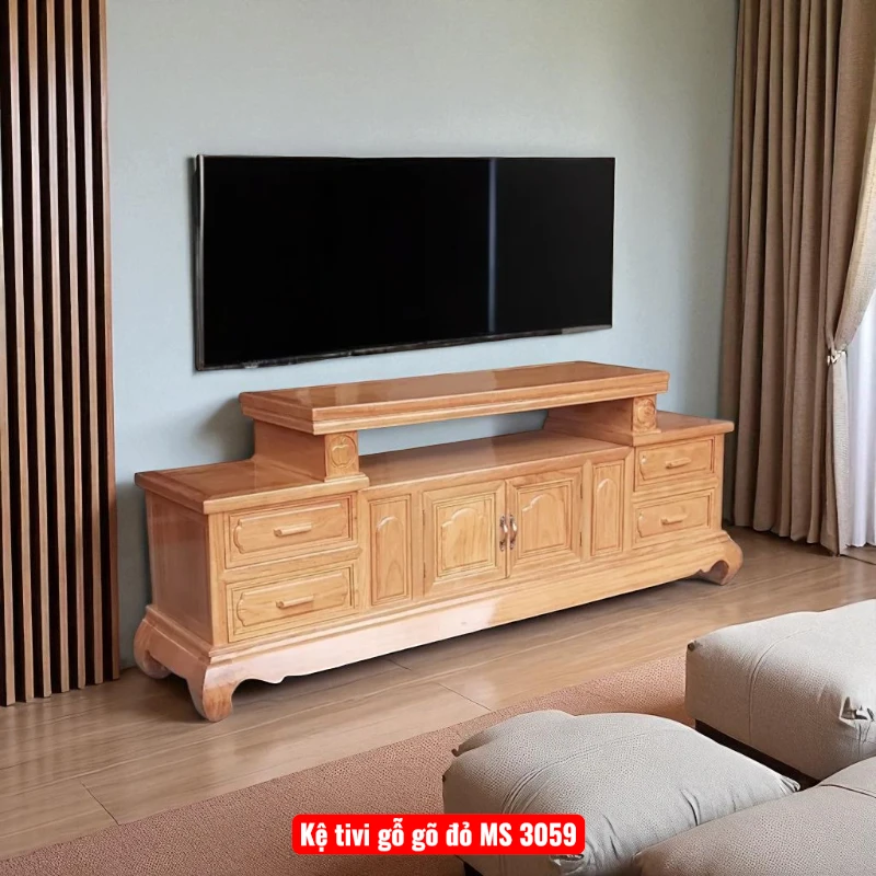Kệ tivi gỗ gõ đỏ MS 3059