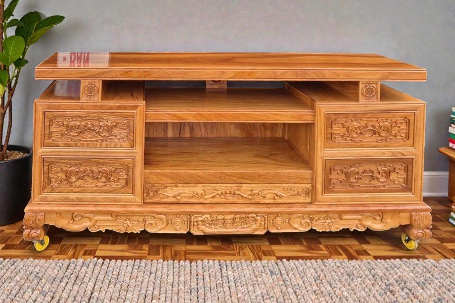 Kệ tivi gỗ gõ đỏ cao cấp MS 3343