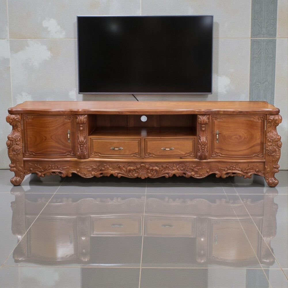 Kệ tivi gỗ hương đá hoàng gia MS 3338 - kỹ thuật đóng mộng chắc chắn