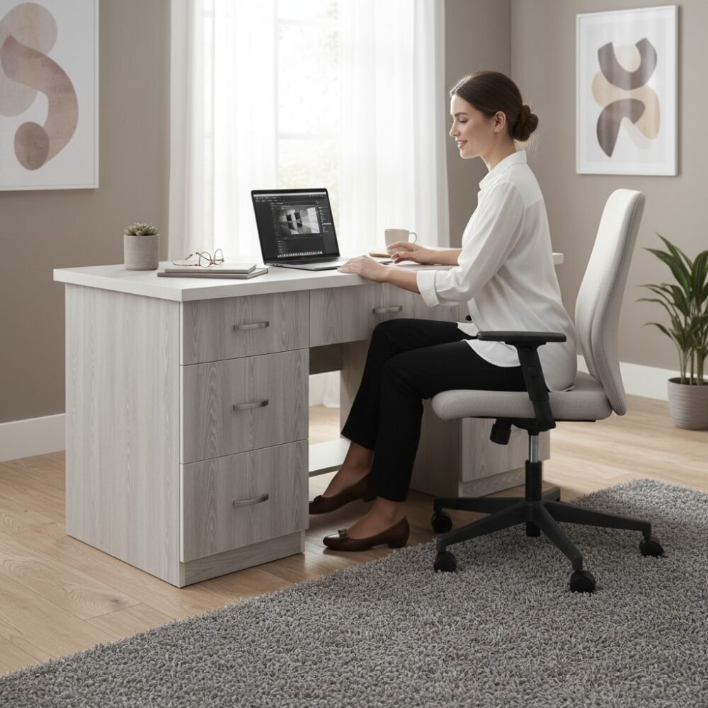 Bàn làm việc MFC chống trầy MS 9770 - kỹ thuật đóng mộng chắc chắn