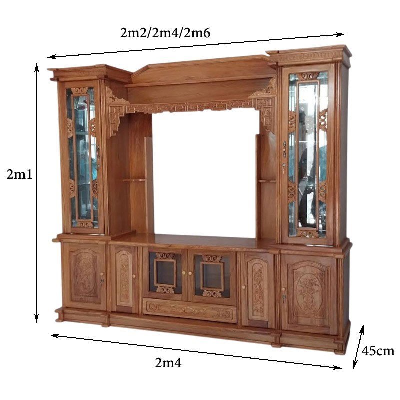 Kệ Tivi Kết Hợp Tủ Rượu Gỗ Gõ Đỏ MS 3287