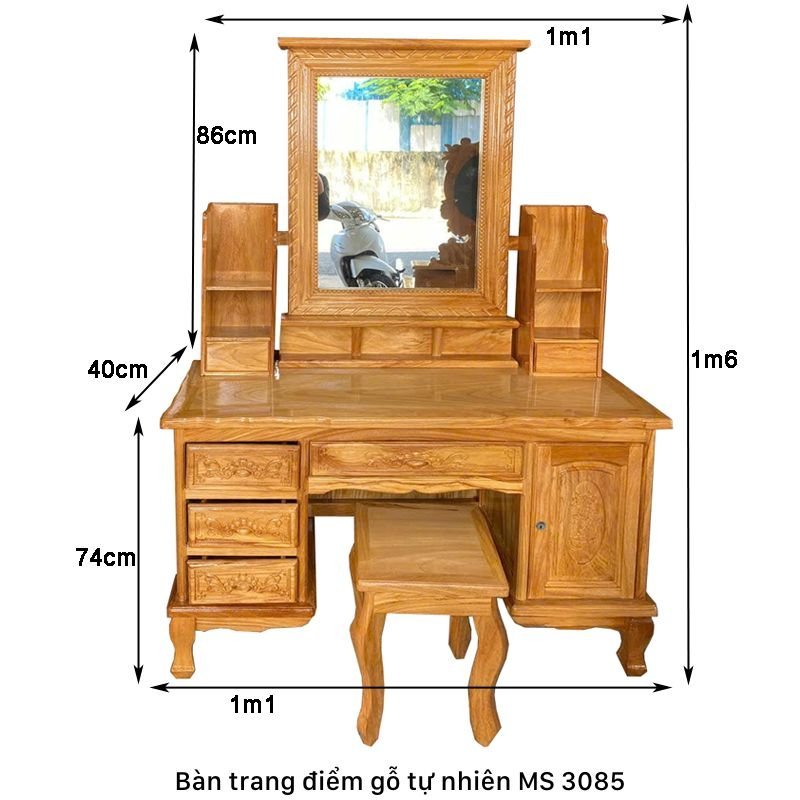 Kích thước bàn trang điểm gỗ tự nhiên