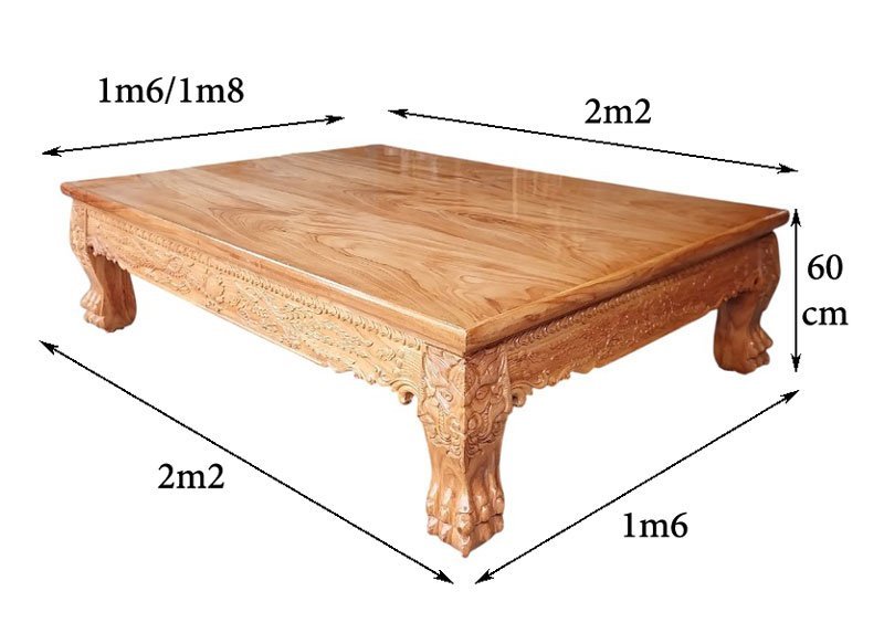 Đi văng gỗ gõ đỏ tự nhiên MS 3286