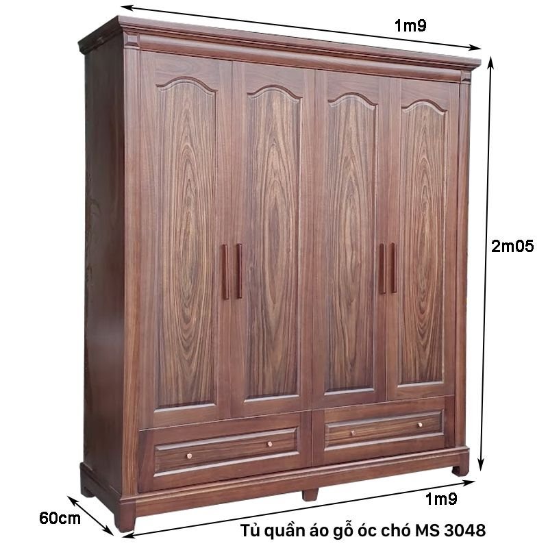 Kích thước Tủ quần áo gỗ óc chó