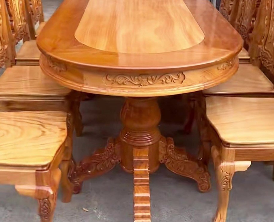 Bàn hột xoài 8 ghế gỗ căm xe gõ MS 3323 - nhìn tổng thể