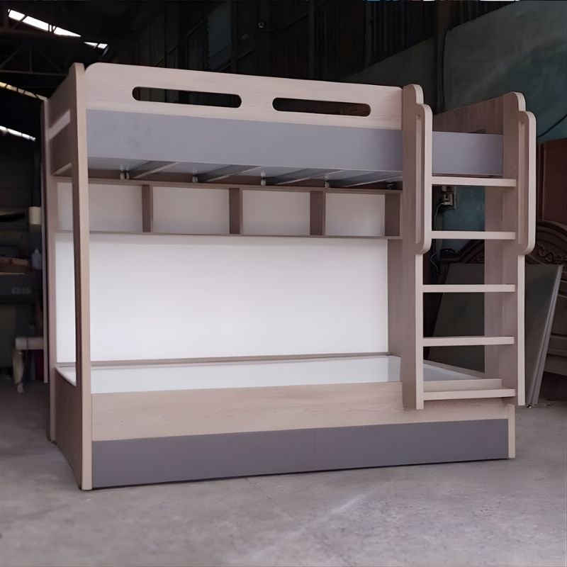 Mẫu giường tầng đẹp cho bé MS 3288 - chi tiết vân gỗ tự nhiên
