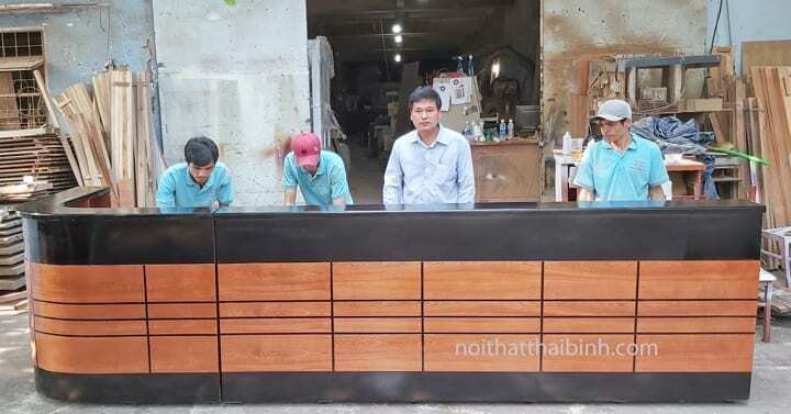 Quầy tiếp tân dài MS 9936 - góc nghiêng