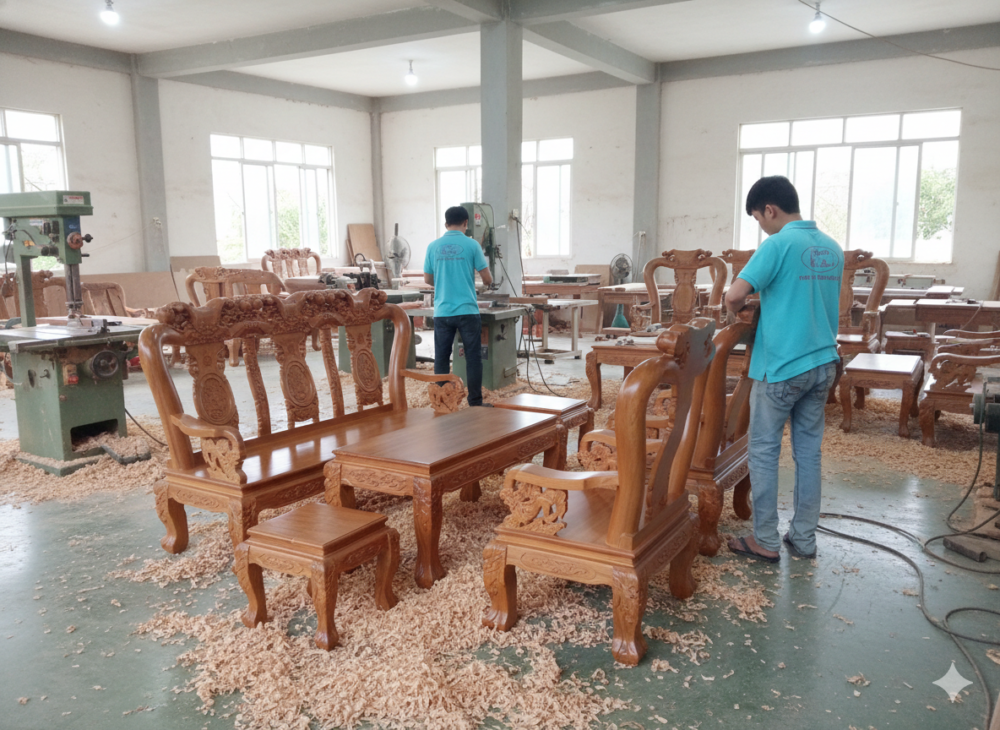 Salon gỗ gõ đỏ tự nhiên