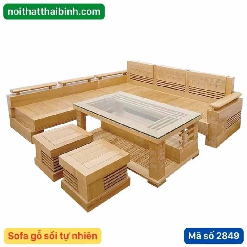 Sofa góc gỗ sồi tự nhiên MS 2849