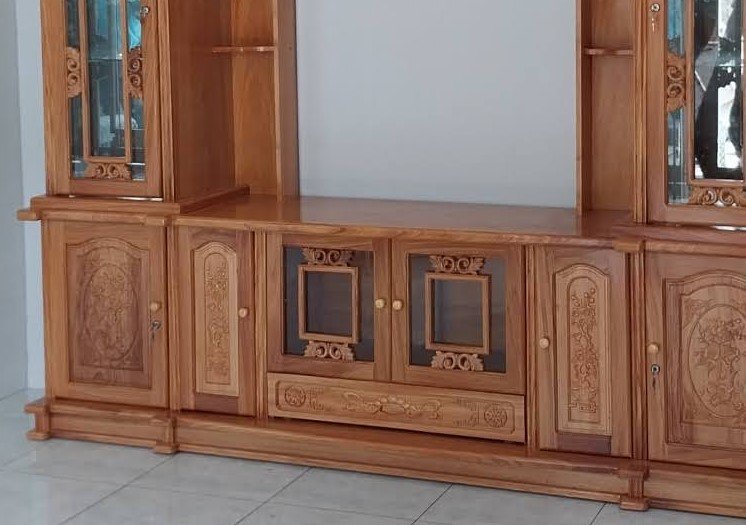 Kệ Tivi Kết Hợp Tủ Rượu Gỗ Gõ Đỏ MS 3287 - kỹ thuật đóng mộng chắc chắn