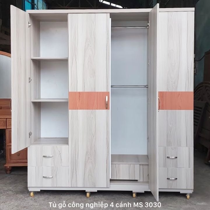 Tủ quần áo gỗ công nghiệp 4 cánh Tủ quần áo gỗ công nghiệp 4 cánh