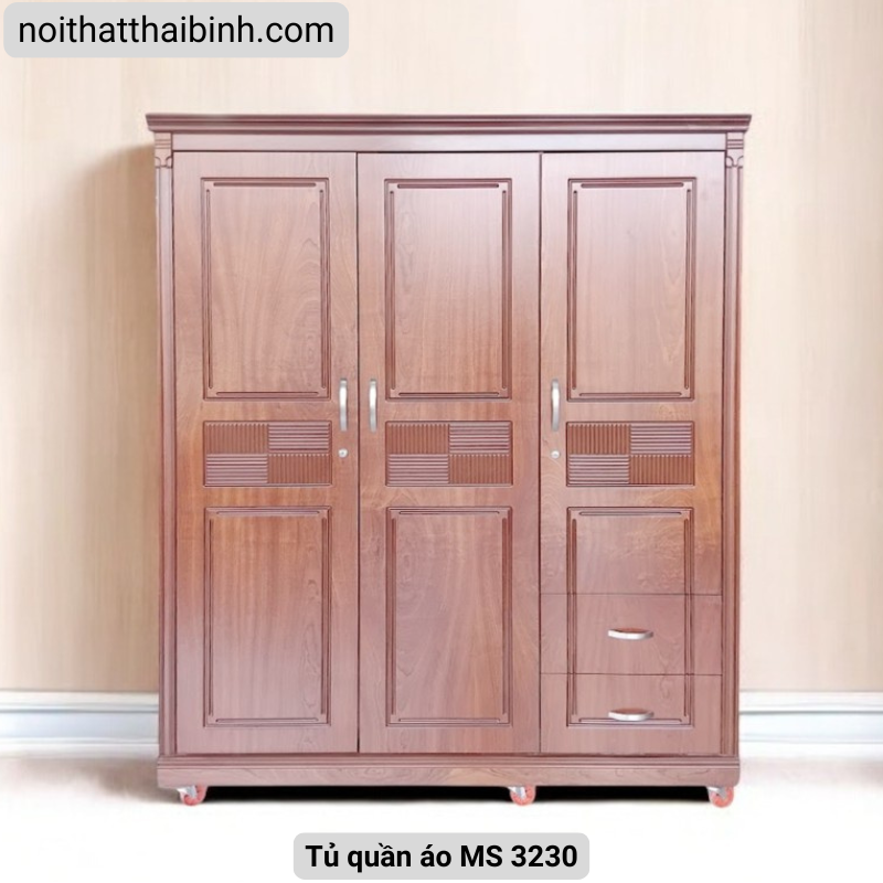 Tủ quần áo 3 cánh hiện đại phù hợp cho phòng ngủ gia đình Việt