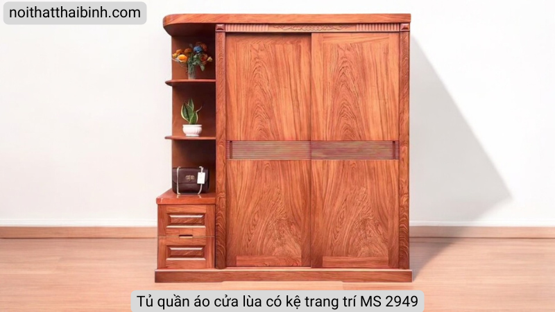 Tủ quần áo cửa lùa có kệ trang trí