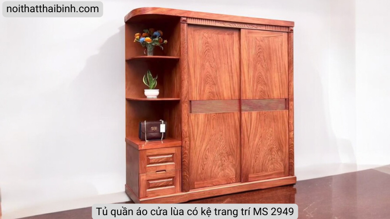 Tủ quần áo cửa lùa có kệ trang trí