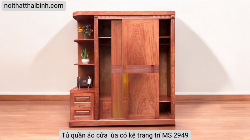 Tủ quần áo cửa lùa có kệ trang trí