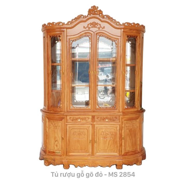 Tủ rượu gỗ gõ đỏ 1m8 MS 2853