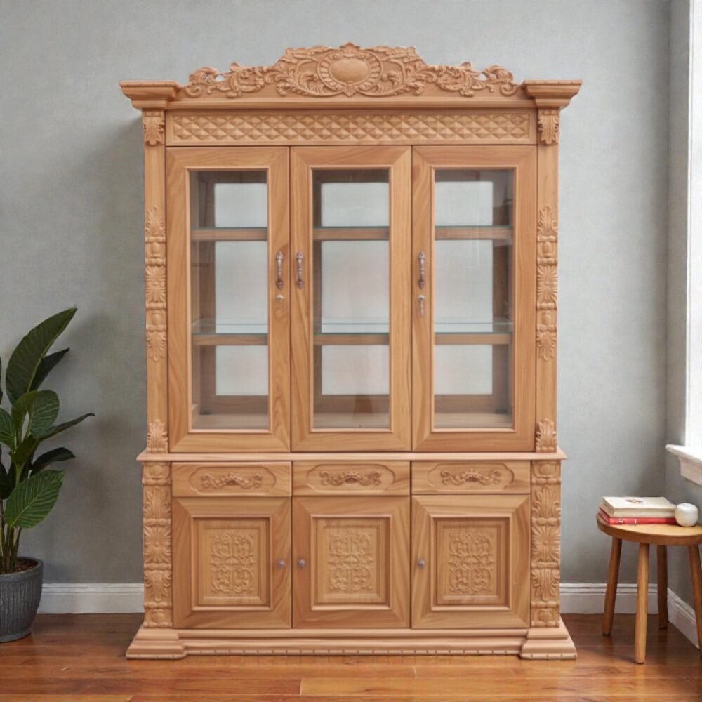Tủ rượu gỗ gõ đỏ 3 cánh