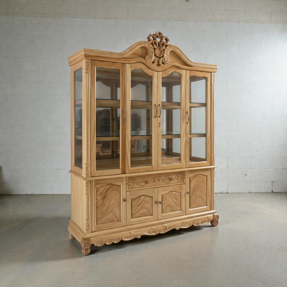 Tủ rượu gỗ gõ đỏ tự nhiên MS 3316 - kỹ thuật đóng mộng chắc chắn