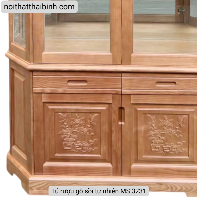 Tủ rượu gỗ sồi tự nhiên cao cấp MS 3231