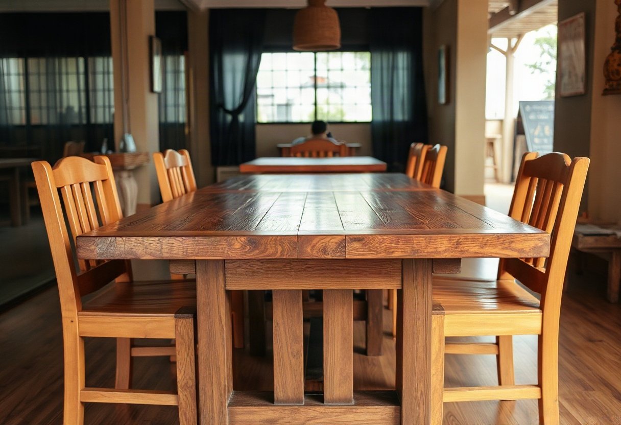 Bàn ăn gỗ được bảo quản tốt