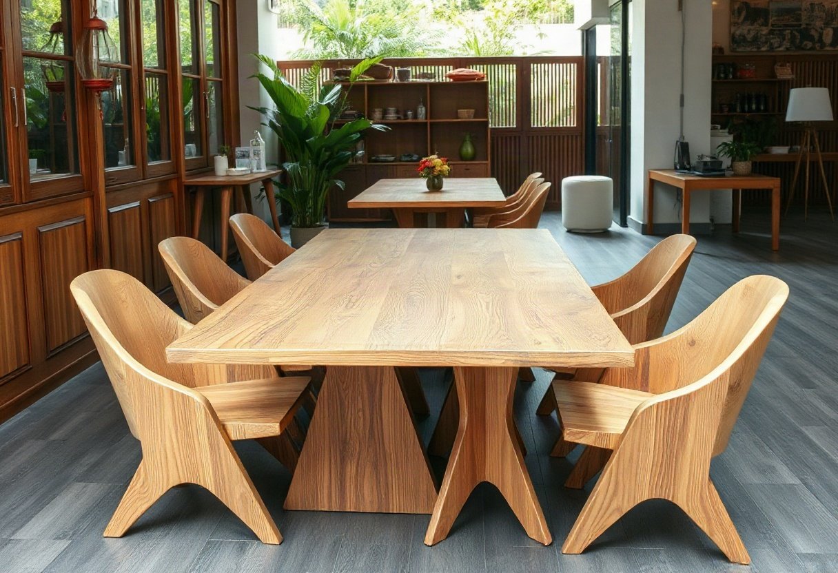 Bàn ăn gỗ kiểu dáng hiện đại