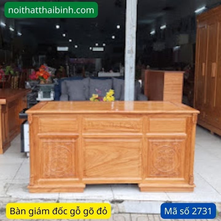 Bàn làm việc gỗ gõ đỏ đẹp