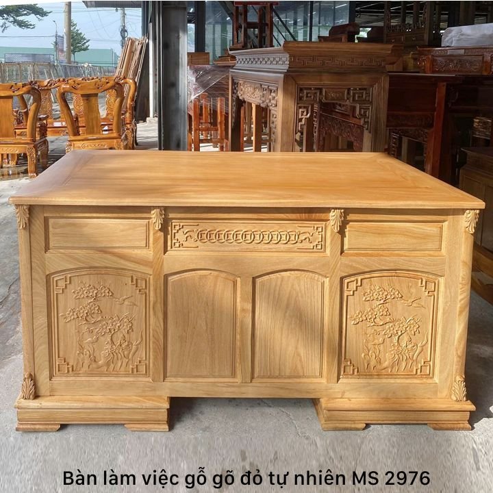 Bàn gỗ làm việc gỗ gõ đỏ tự nhiên