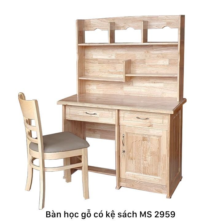 Mẫu bàn học có kệ gỗ cao su tự nhiên cho bé Bàn học cho bé gỗ tự nhiên có kệ MS 2959 | GIAO HỎA TỐC TPHCM - chi tiết vân gỗ tự nhiên
