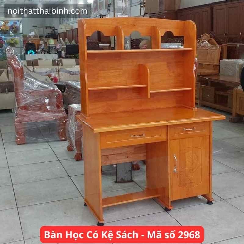 Bàn Học Có Kệ Sách Cho Bé Gỗ Cao Su Tự Nhiên