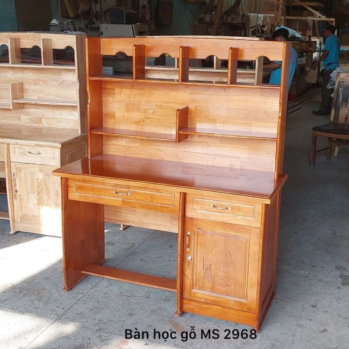 Bàn học gỗ tự nhiên MS 2968 - kỹ thuật đóng mộng chắc chắn