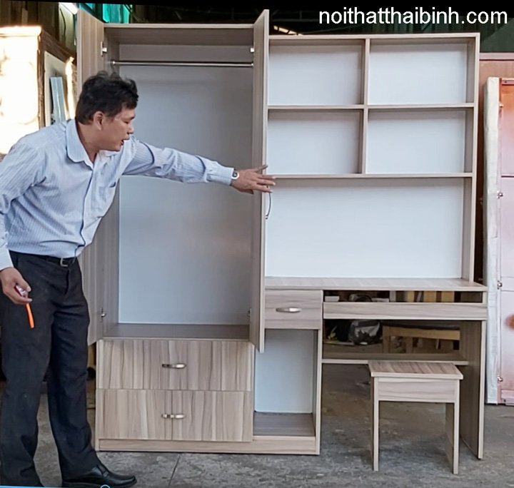 Bàn học kết hợp tủ áo MS 2147 - bề mặt hoàn thiện