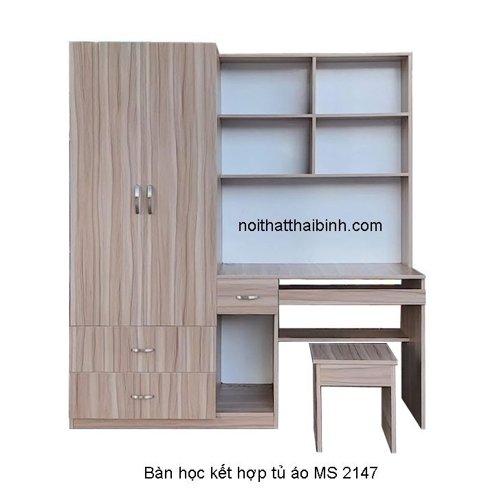 Bàn học kết hợp tủ áo MS 2147 - kỹ thuật đóng mộng chắc chắn