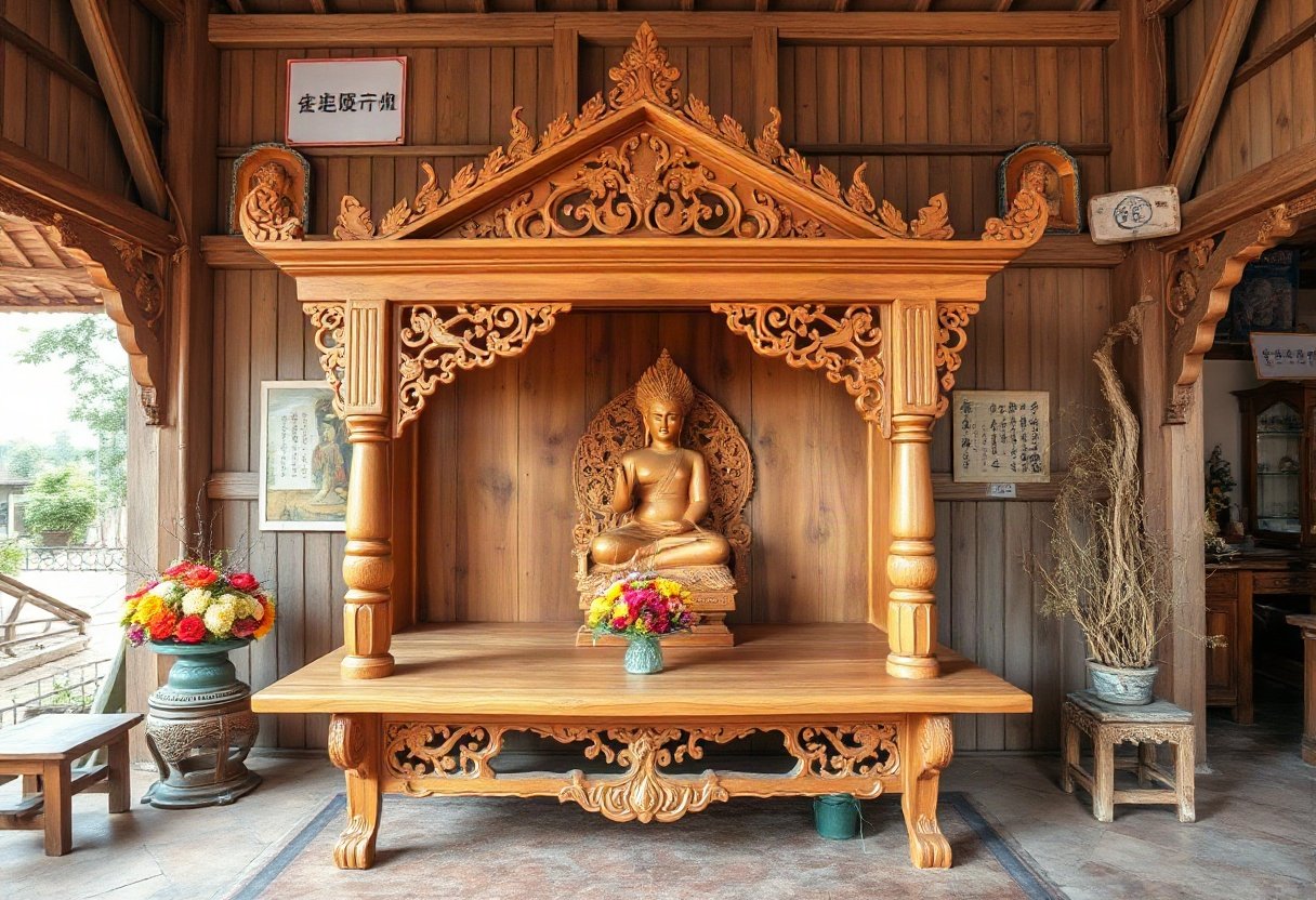 Bàn thờ gỗ mít giá rẻ và chất lượng tại Đồ Gỗ Thái Bình