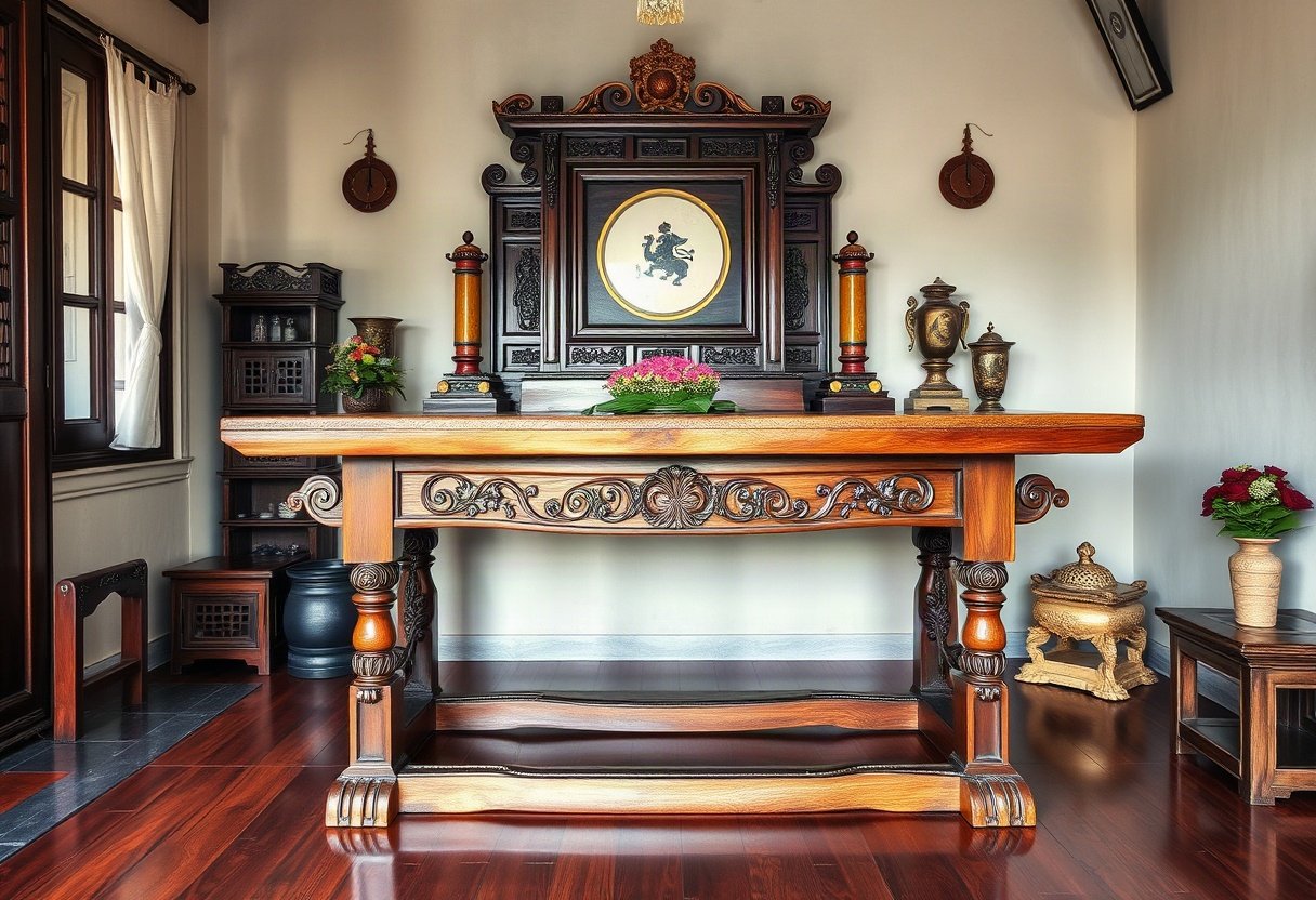 Bàn thờ gỗ sồi nga được bảo quản tốt