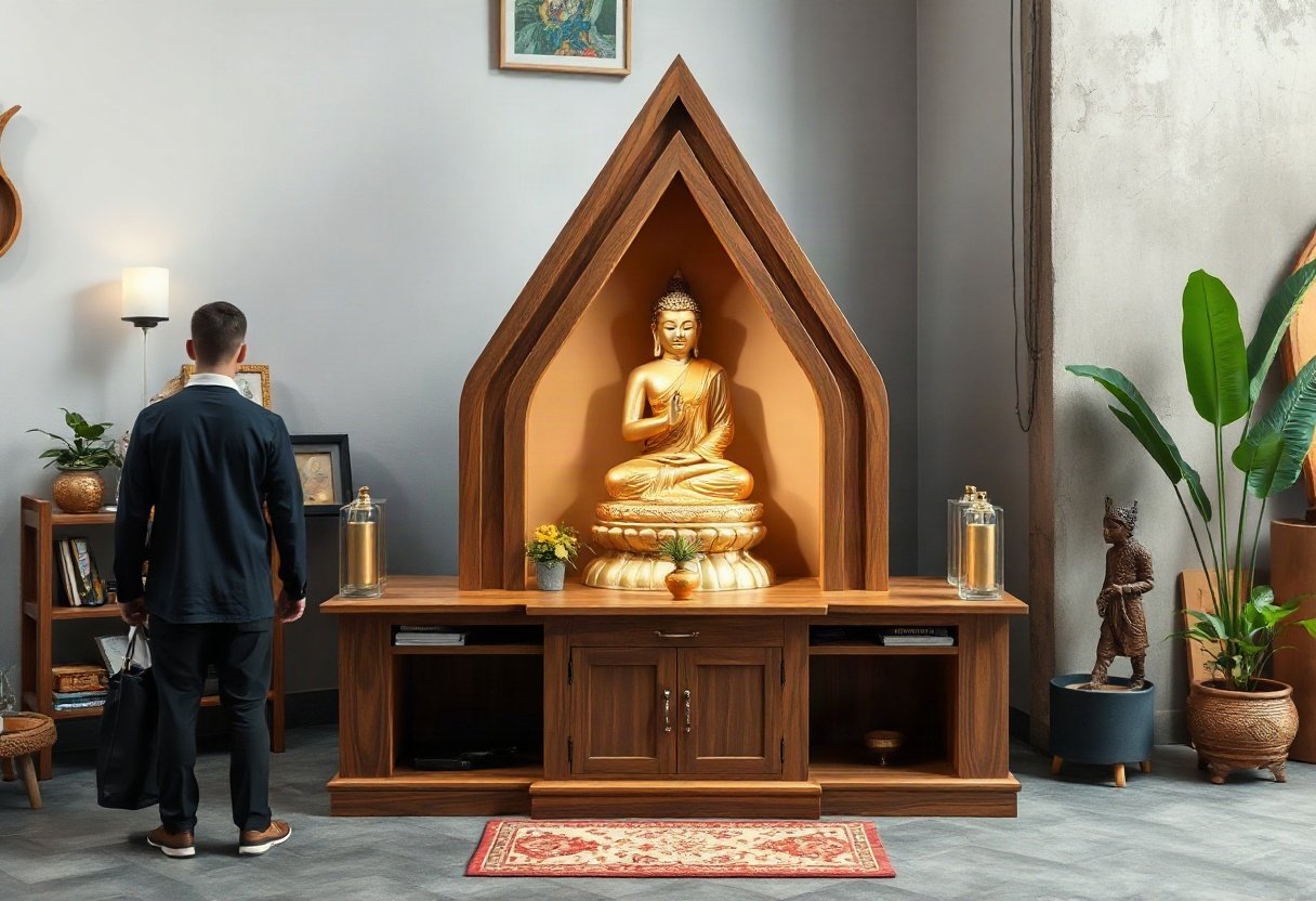 Bàn thờ Phật gỗ công nghiệp