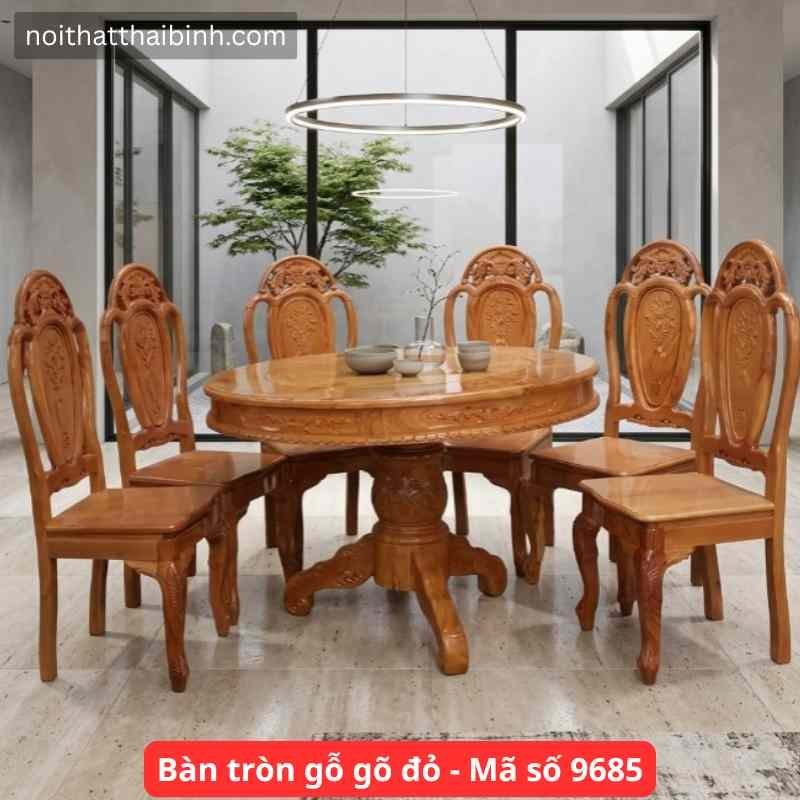 Bàn tròn gỗ gõ đỏ