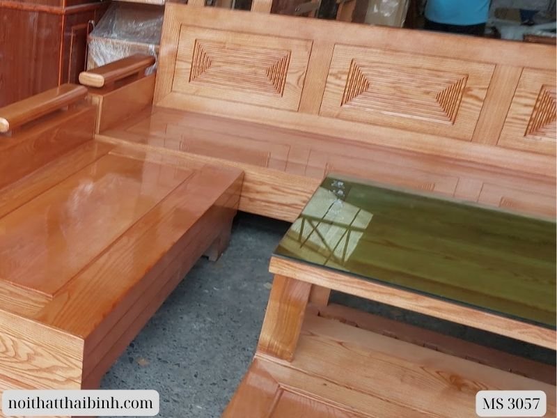 Bộ salon góc gỗ sồi tự nhiên Bộ salon góc gỗ sồi tự nhiên