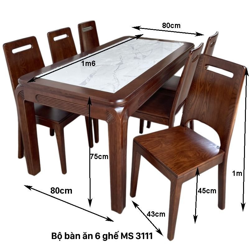 Kích thước bộ bàn ăn gỗ sồi tự nhiên Kích thước bộ bàn ăn gỗ sồi tự nhiên