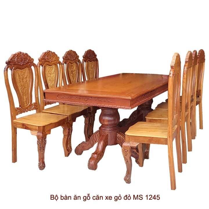 Bộ bàn ăn gỗ căm xe gõ đỏ MS 1245