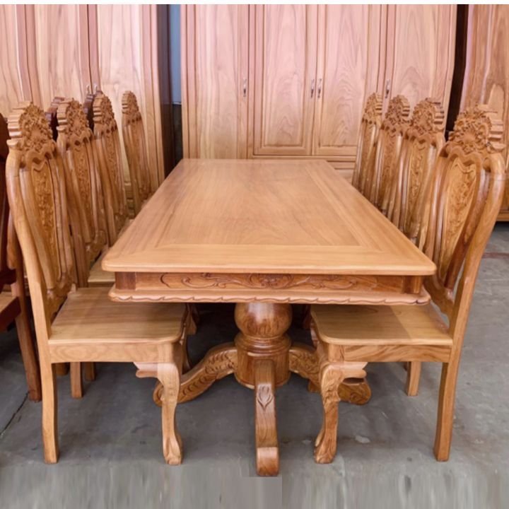 Bộ bàn ăn gỗ gõ đỏ 8 ghế MS 2910