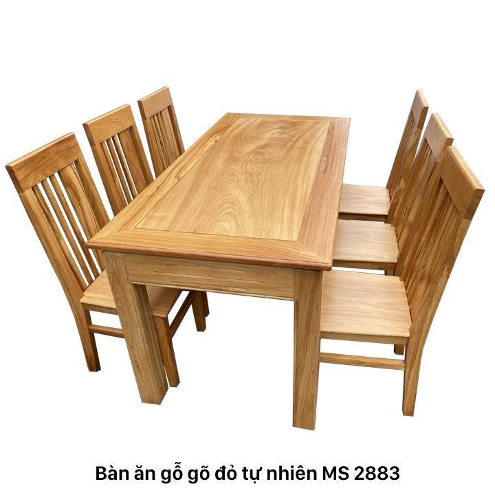 Bộ bàn ăn gỗ gõ đỏ 6 ghế MS 2883