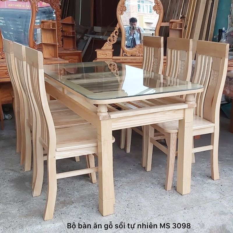 Bộ bàn ăn gỗ sồi tự nhiên MS 3098