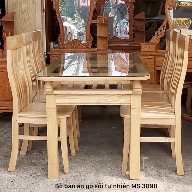 Bộ bàn ăn gỗ sồi tự nhiên MS 3098