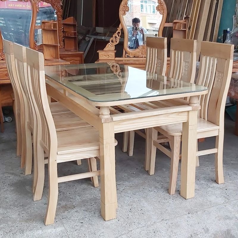 Bộ bàn ăn gỗ sồi tự nhiên MS 3098