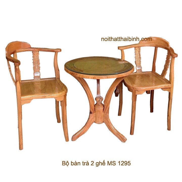 Bộ bàn trà 2 ghế gỗ gõ đỏ tự nhiên MS 1295
