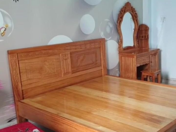 Bộ giường ngủ bàn trang điểm gỗ gõ đỏ