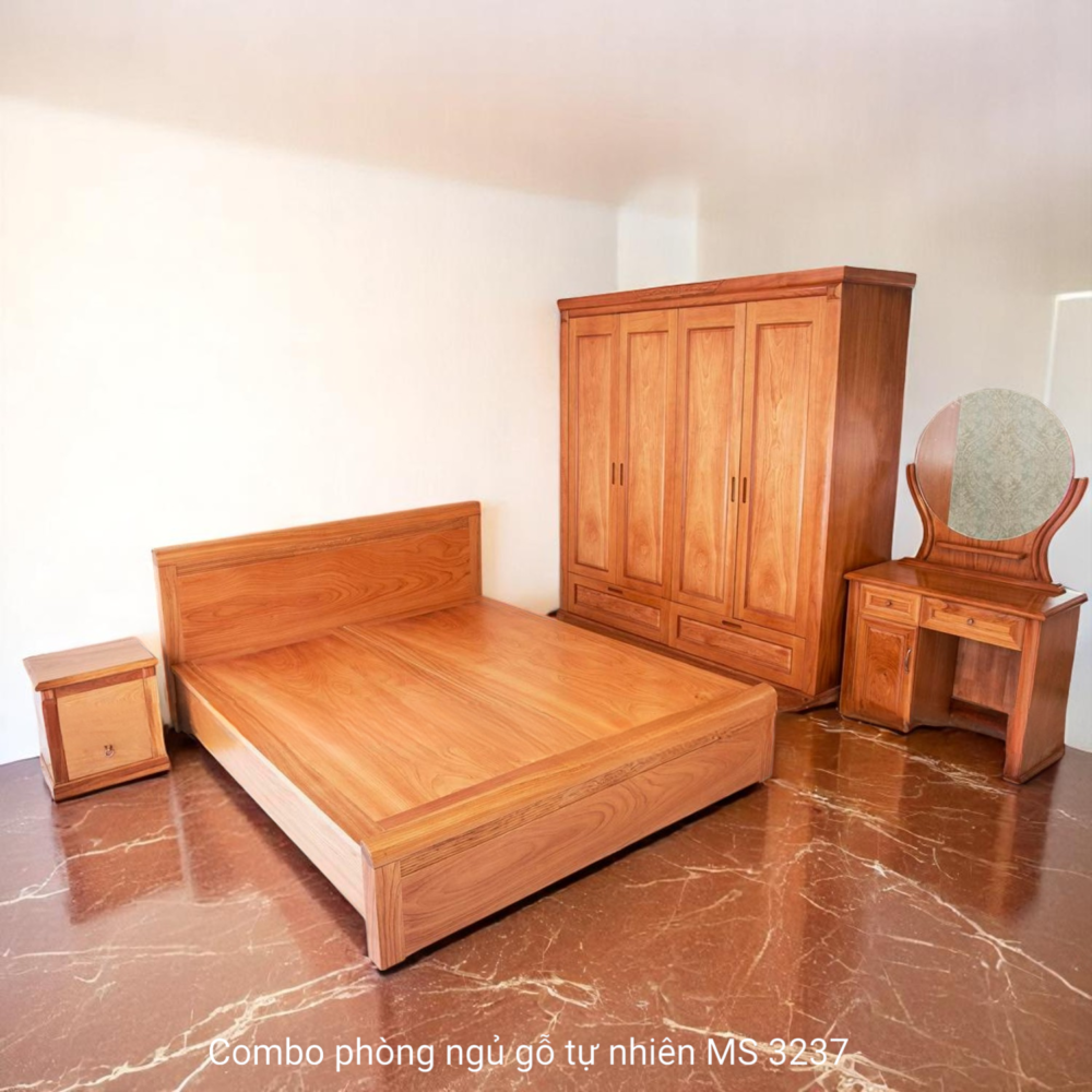 Combo giường tủ bàn trang điểm gỗ tự nhiên