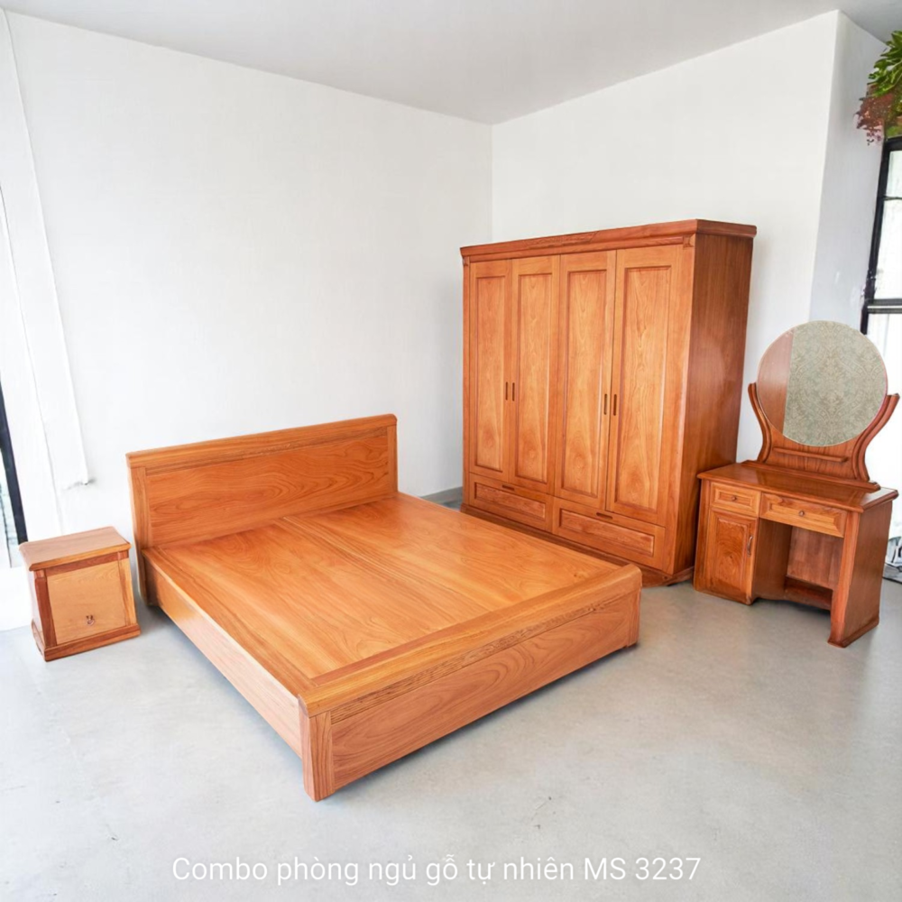 Combo giường tủ bàn trang điểm gỗ tự nhiên