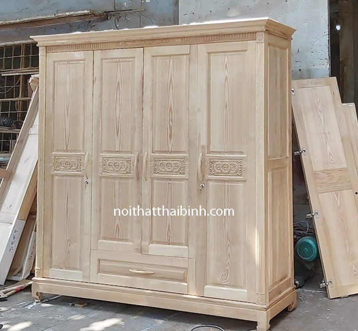 Bộ phòng ngủ gỗ sồi tự nhiên đẹp MS 2025 - góc nghiêng